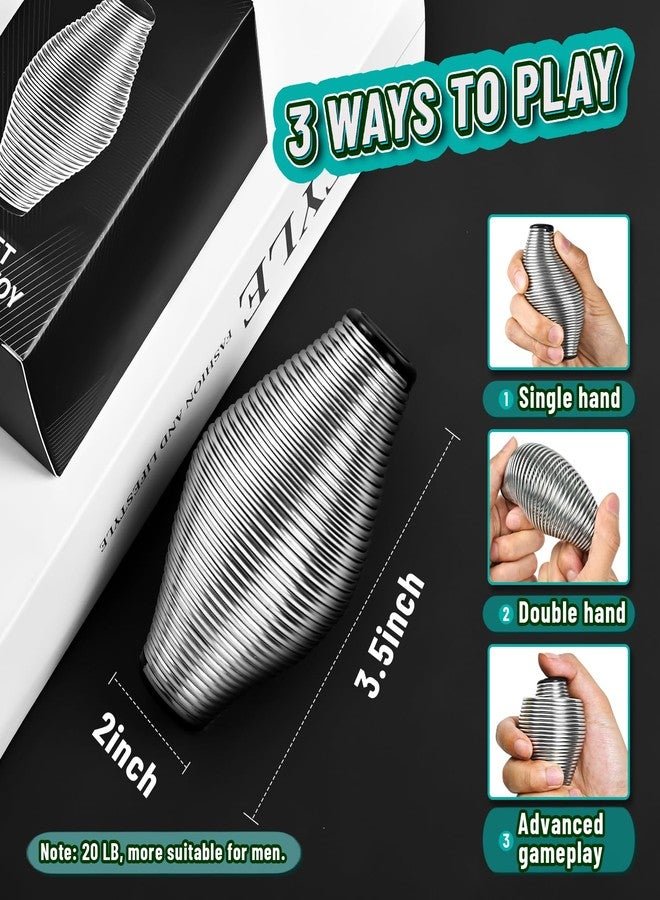 CHESLICR Metal Fidget Spring Toys, Adults 20LB Stainless Steel Stress Ball Cool Gadget Office Desk Silent ADHD Anxiety Relief Item Stocking Stuffer Gift for Teen Boy Men - Image 3